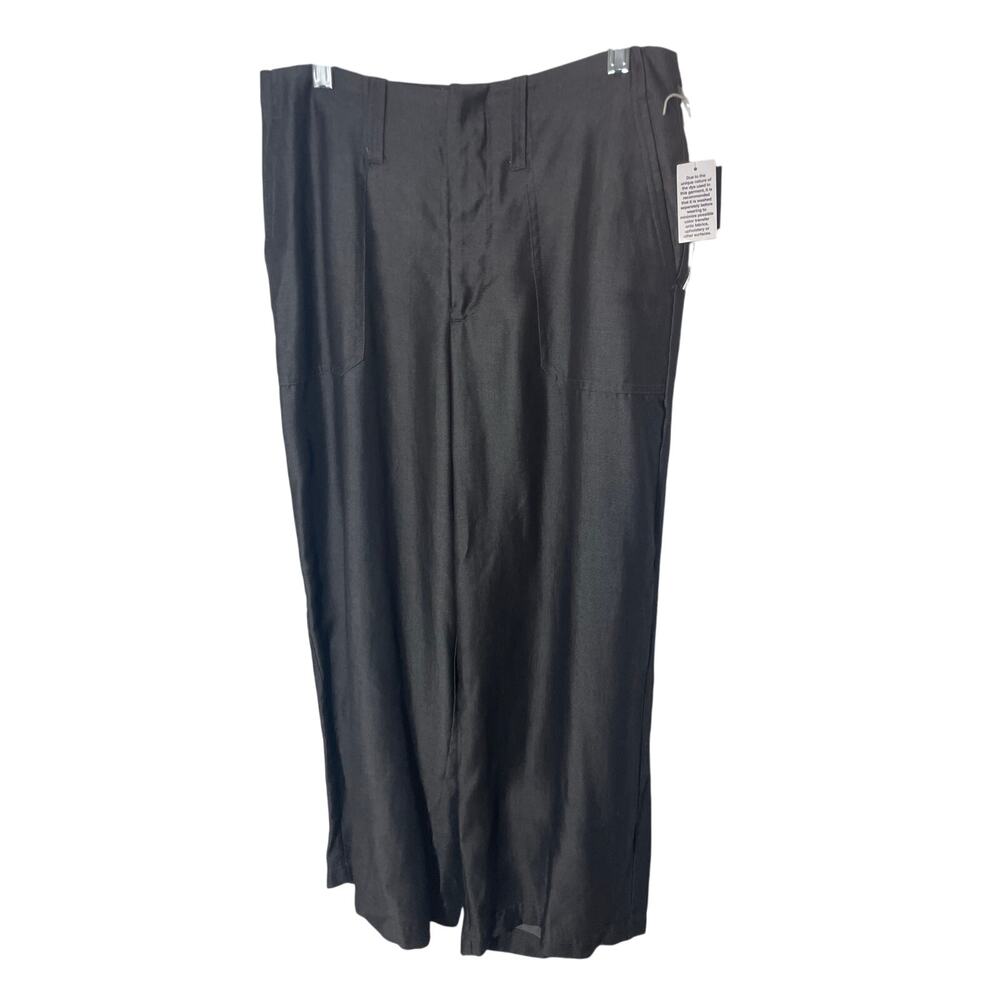 NWT Kaari Blue Lyocell Stretchy Lagenlook Office  Relaxed Fit Gray Dress Slacks